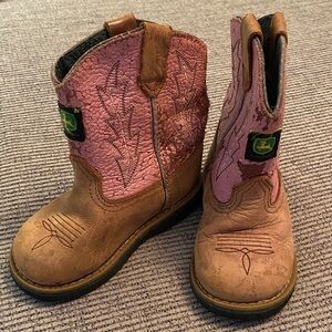 John Deere Pink and Brown Kids Boots